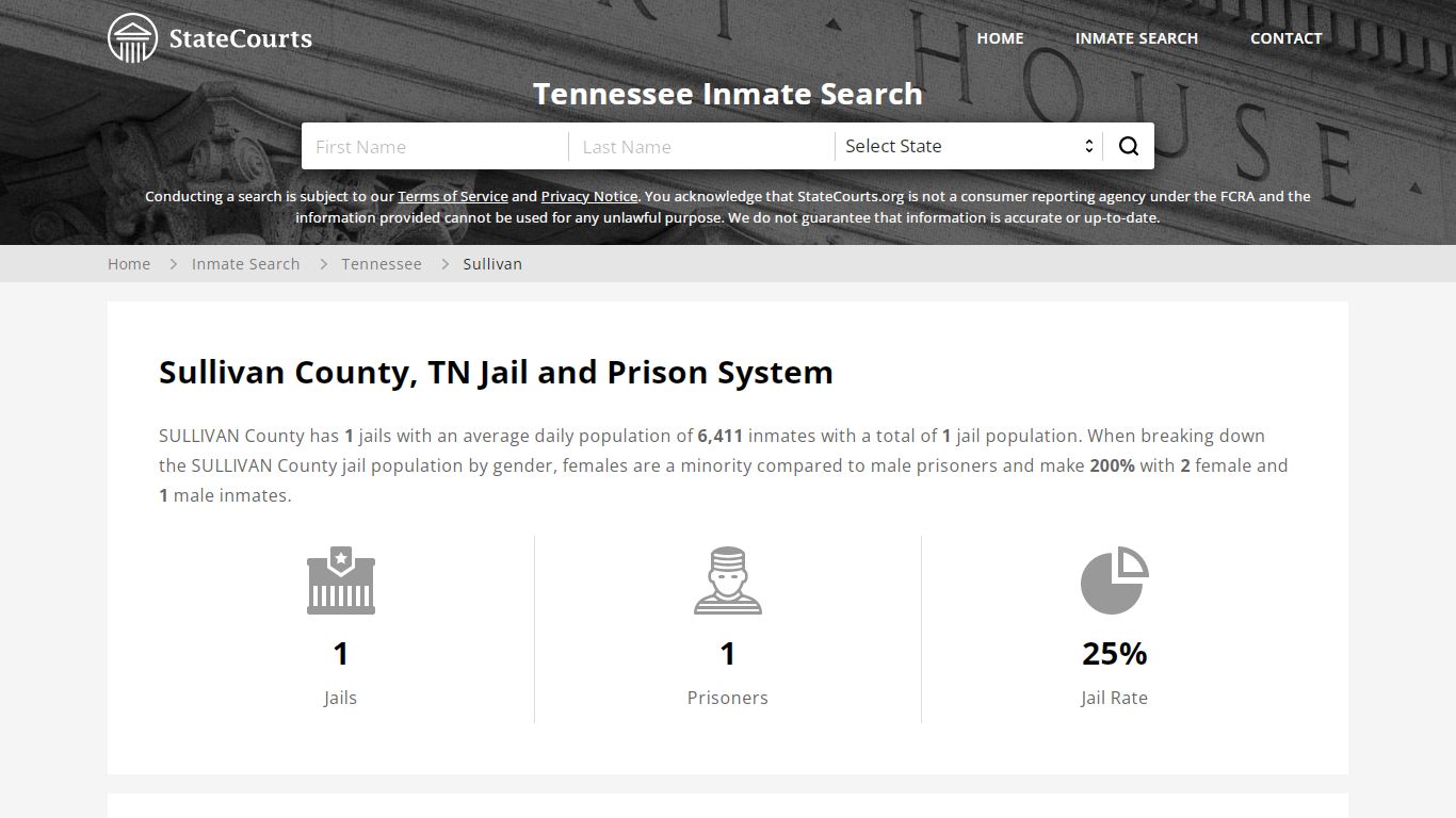 Sullivan County, TN Inmate Search - StateCourts